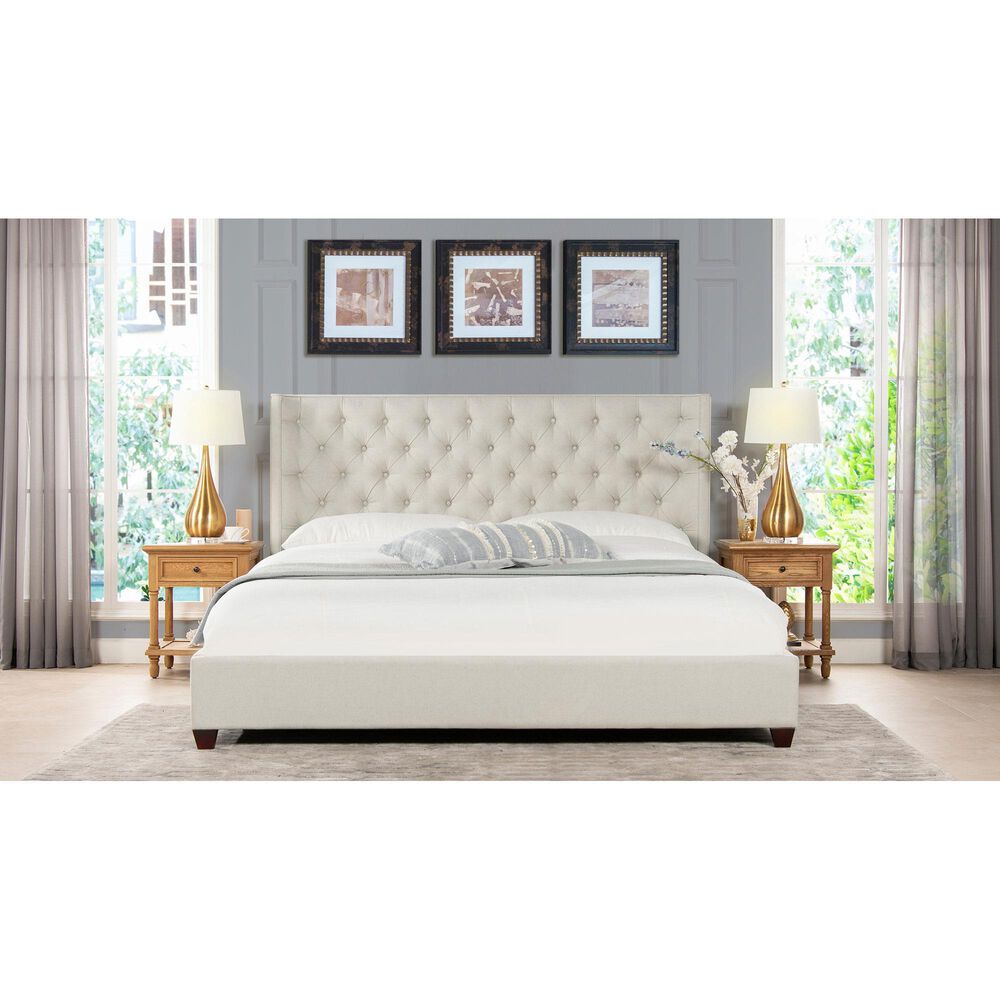 Jennifer Taylor Home Manhattan King Platform Bed in Light Beige, , large