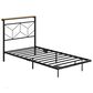 Homlux Twin Floating Bed Frame with LED Headboard and Charging Station in Black, , large