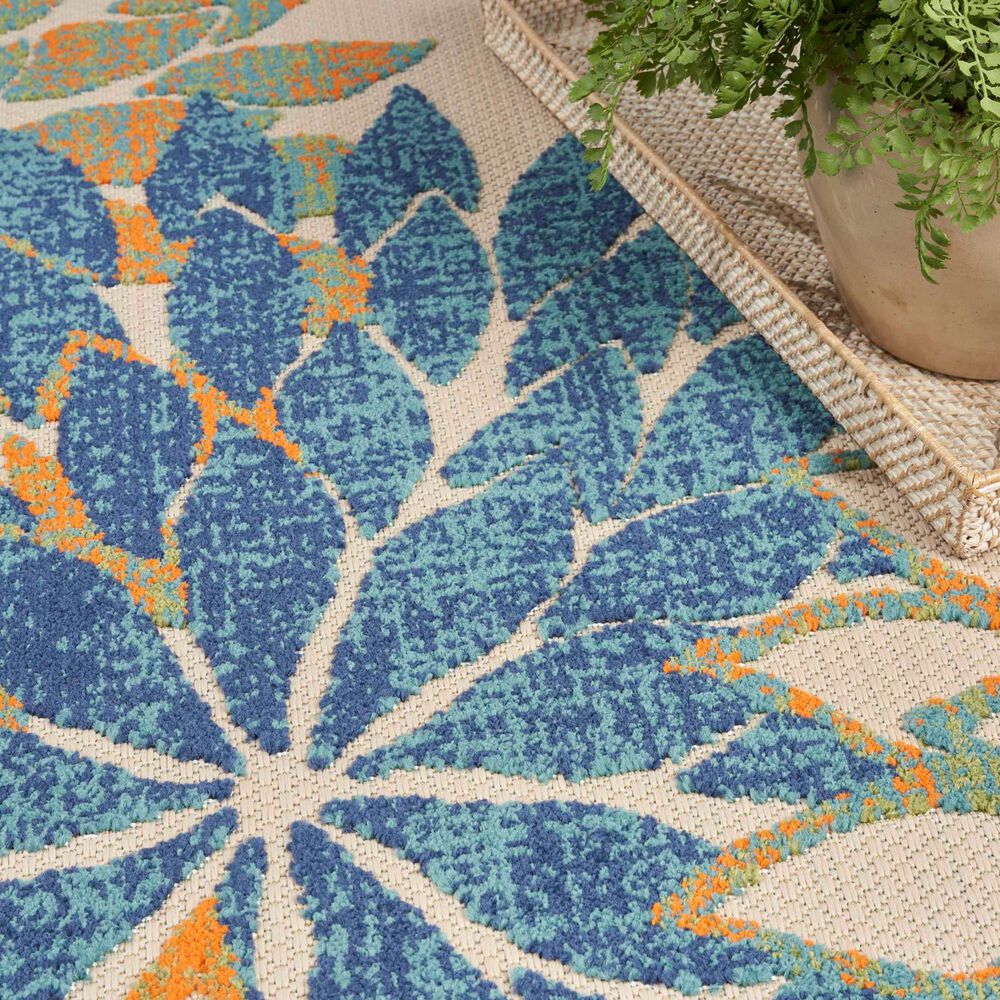 Nourison Aloha 10&#39; x 14&#39; Blue and Green Indoor/Outdoor Area Rug, , large