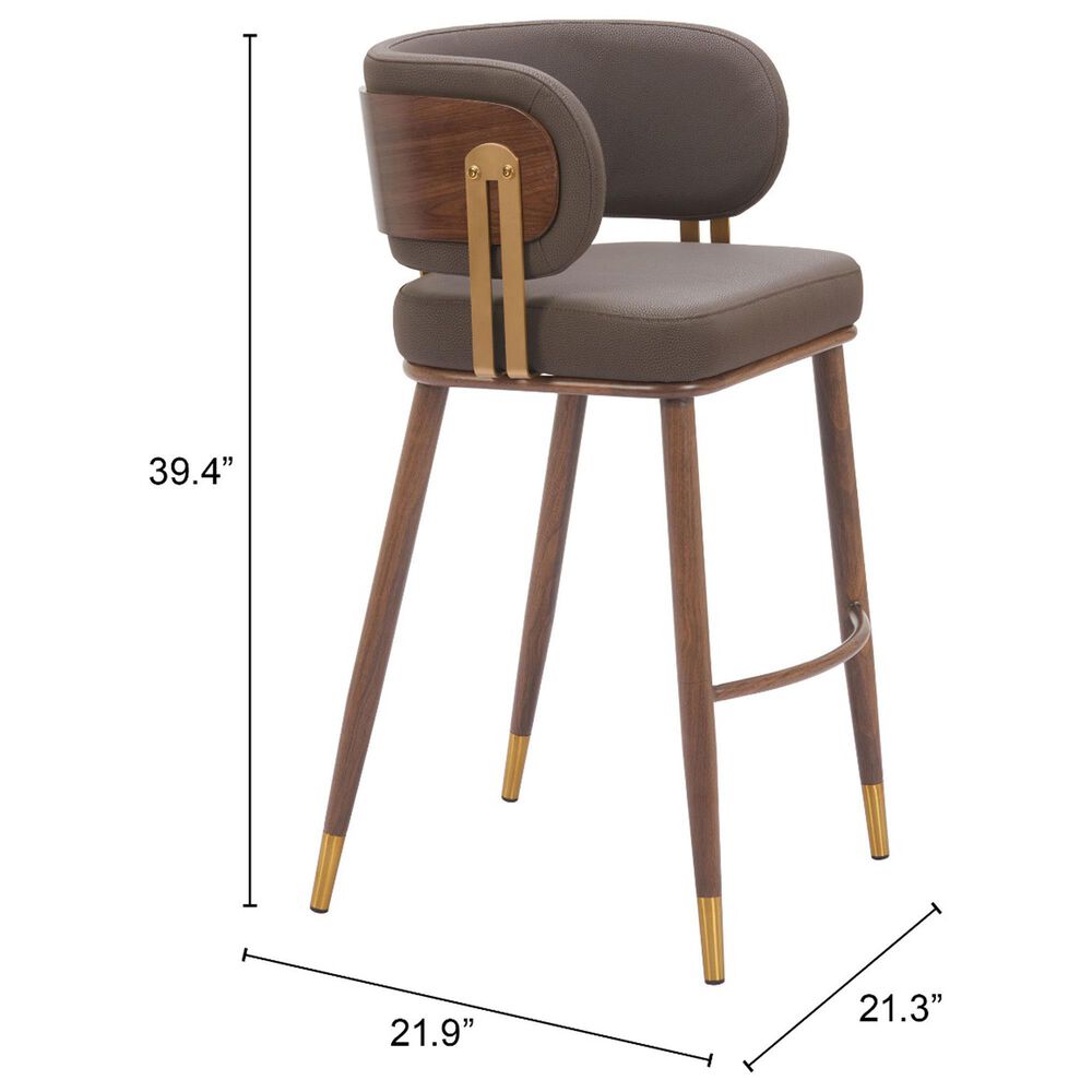 Zuo Modern Brew Barstool in Brown &amp; Walnut, , large