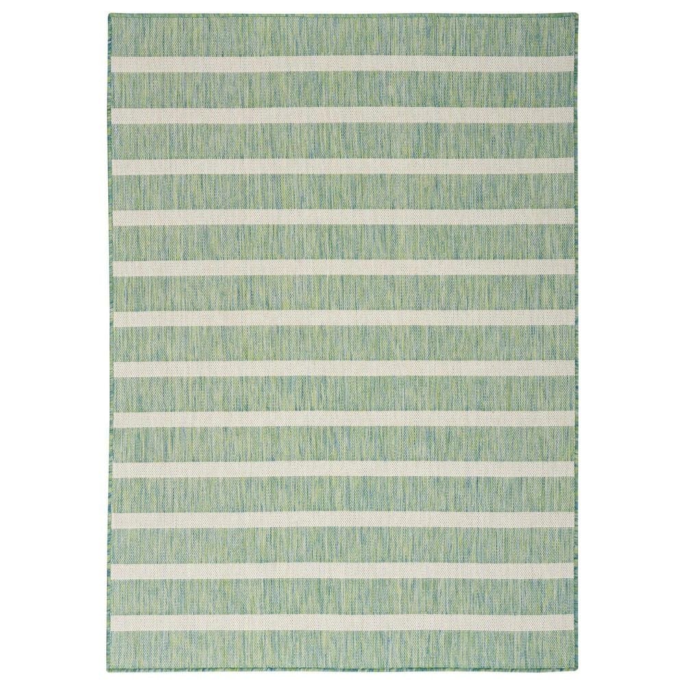 Nourison Positano POS03 Blue, Green and Ivory 7" x 10" Indoor/Outdoor Area Rug, , large