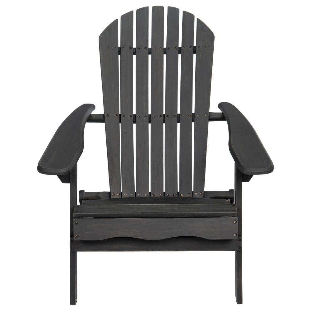 Hearth and Haven Malibu Outdoor Folding Adirondack Chair with Slatted Seating in Dark Gray, , large