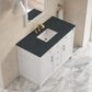 James Martin Bellshire 48" Single Bathroom Vanity in Bright White with 3 cm Charcoal Soapstone Silestone Top and Rectangular Sink, , large