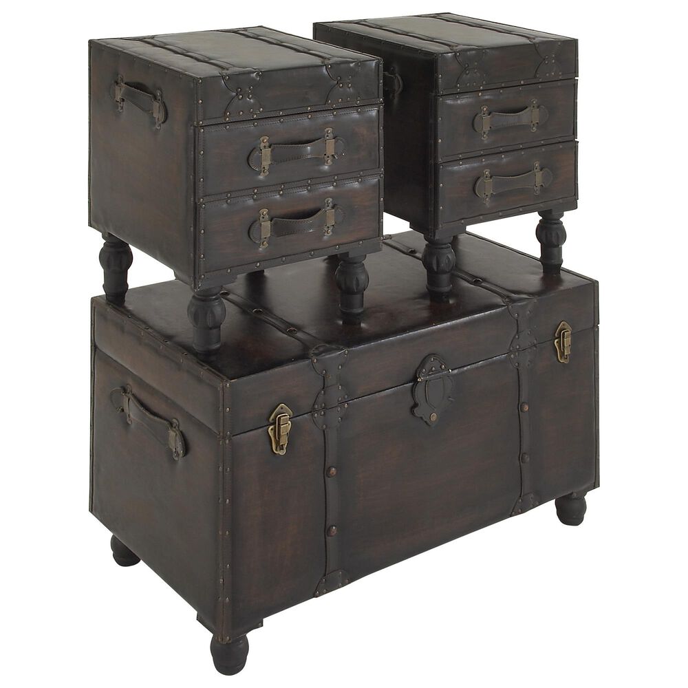 Maple and Jade Storage Trunks in Brown (Set of 3), , large