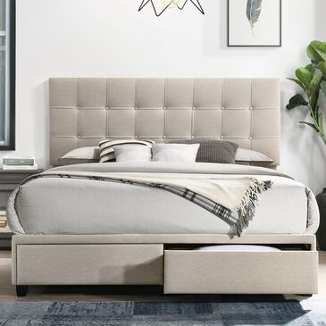 Mayberry Hill Hacienda Queen Upholstered Storage Bed in Tacoma Oak White, , large