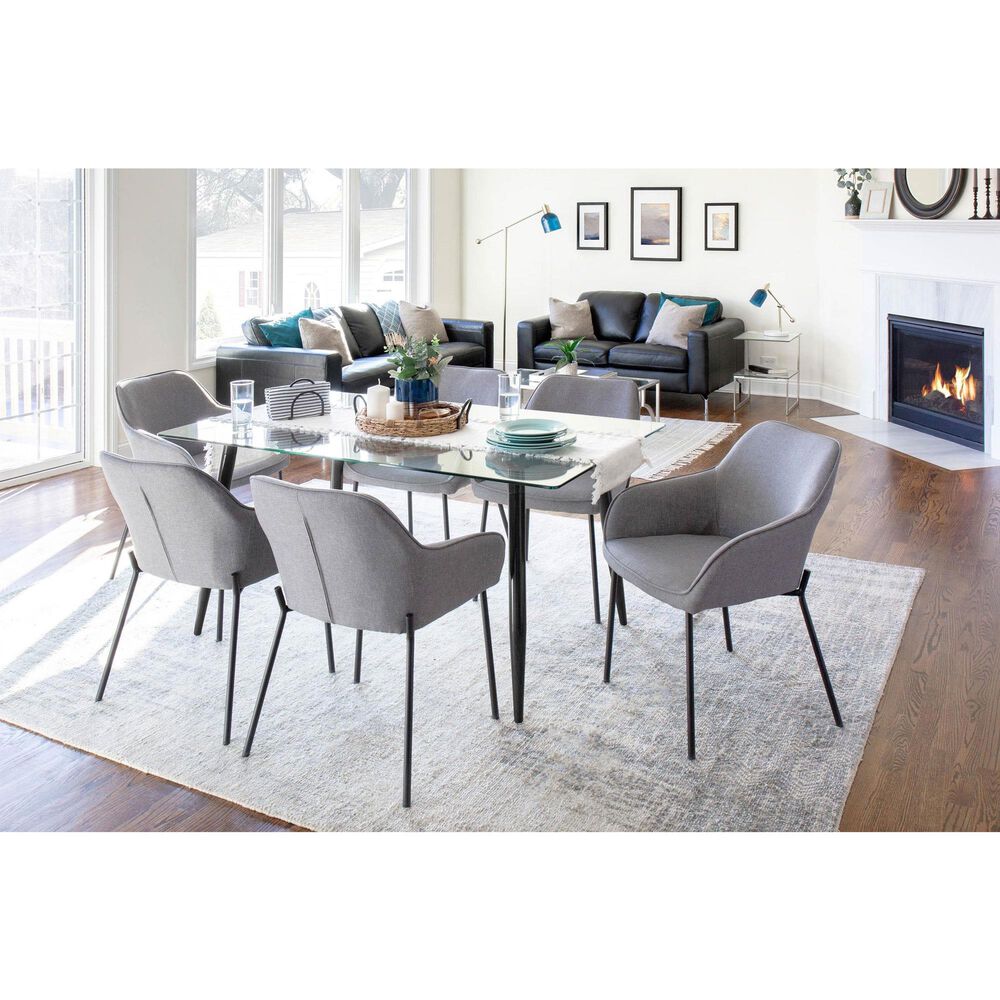 LumiSource Daniella Arm Chair with Grey Cushion in Black (Set of 2), , large
