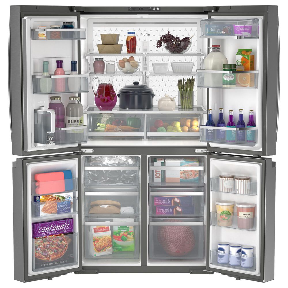 GE Profile 28.3 Cu. Ft. Quad-Door Refrigerator with Dual-Dispense AutoFill Pitcher in Fingerprint Resistant Stainless, , large
