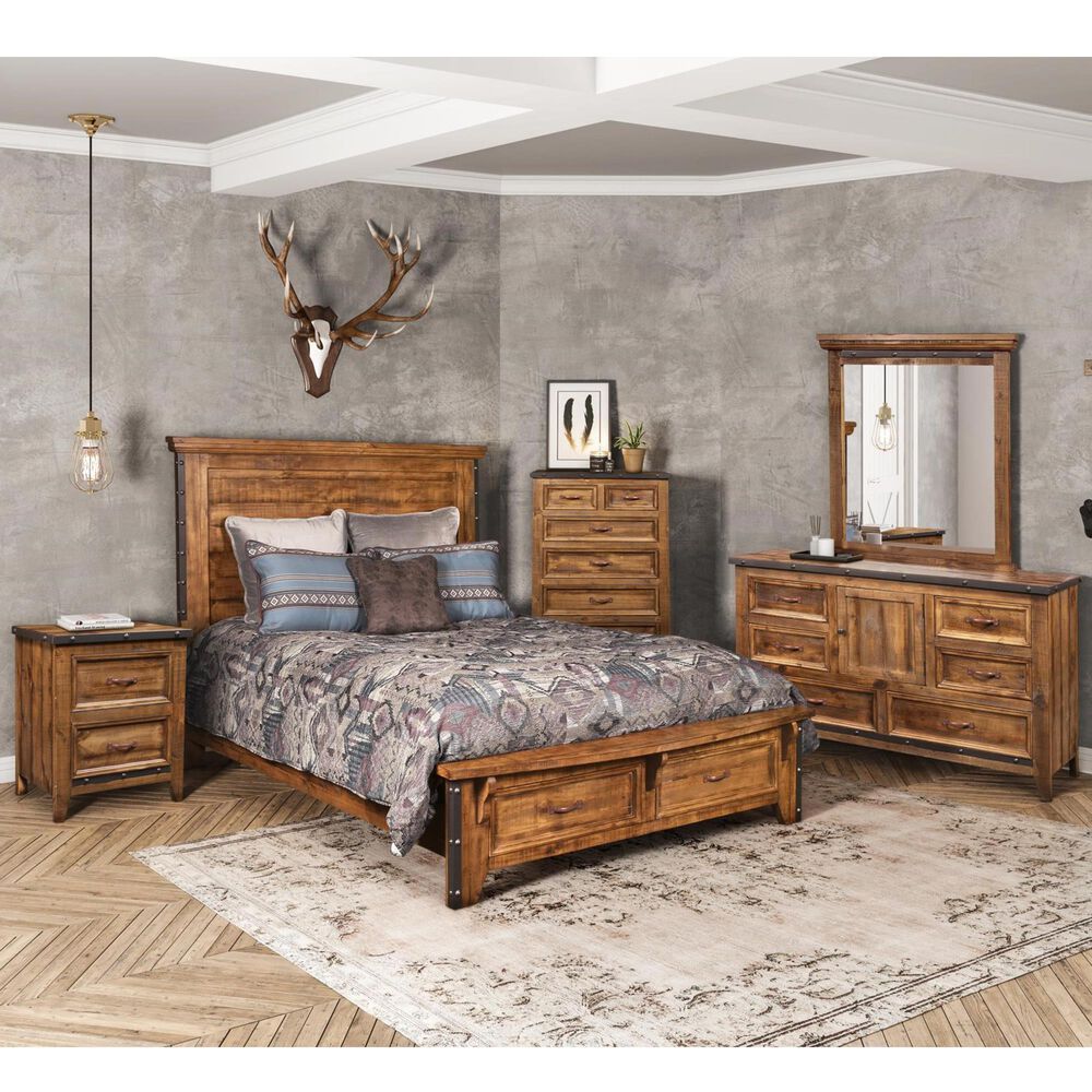 Sunset Bay Urban Rustic Queen Storage Bed in Rustic Brown, , large