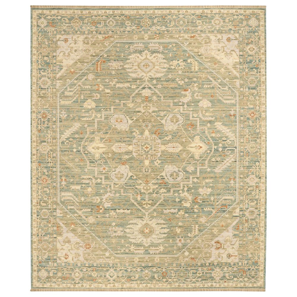 Nourison Antique Bloom Teal 8" x 10" Area Rug, , large