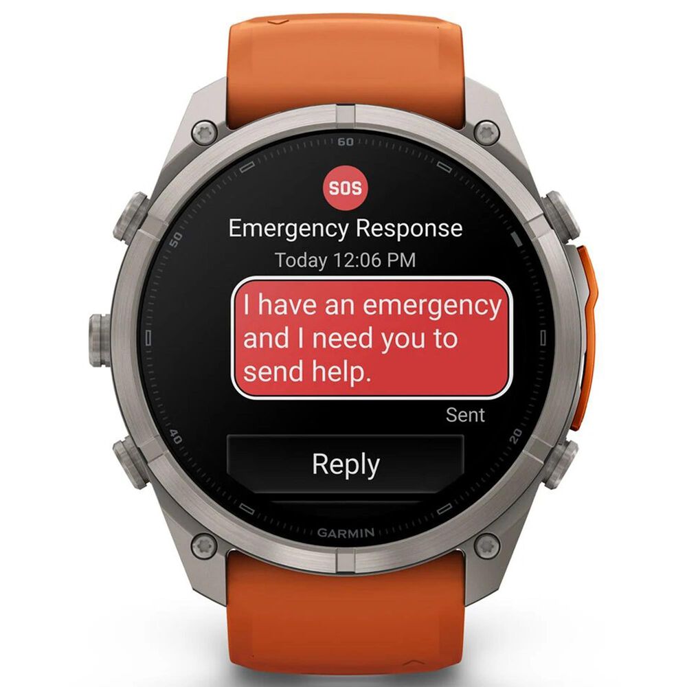 Garmin fenix 9 Pro inReach Smartwatch 51mm Titanium with Autumn Orange and Spark Orange Silicone Band, , large