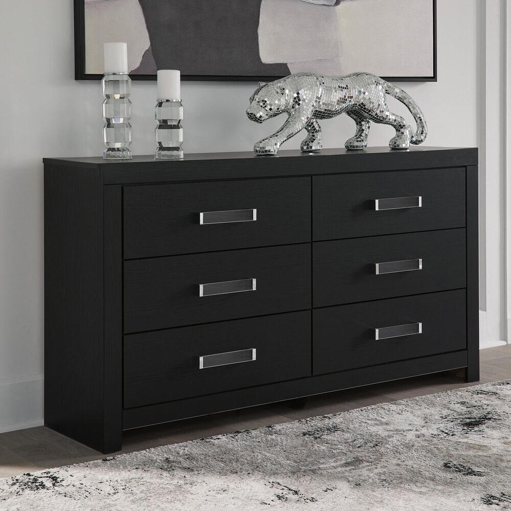 Ashley Maeling Queen LED Panel Bed with Dresser and Nightstand in Matte Black, , large