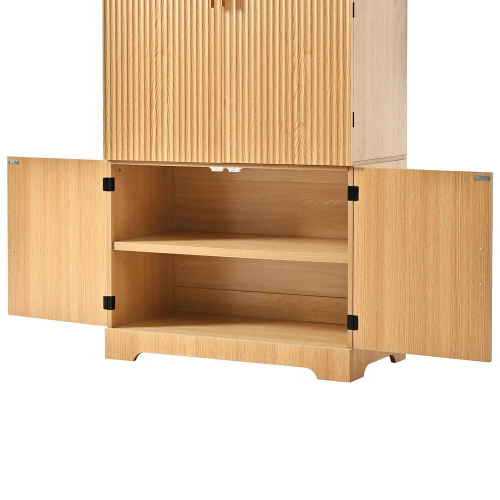 HOMLUX 72" Tall Arched Kitchen Pantry Cabinet in Natural, , large