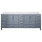 Lexora Home Jacques 84" Double Bathroom Vanity in Dark Grey with 2 cm White Cultured Marble Top and Rectangular Sinks, , large