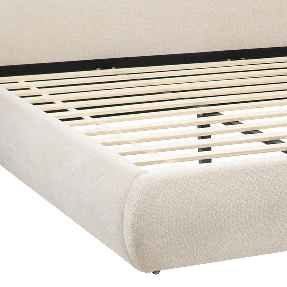 Jennifer Taylor Home Archie Puffy Grounded King Upholstered Platform Bed in Oatmeal Light Beige, , large