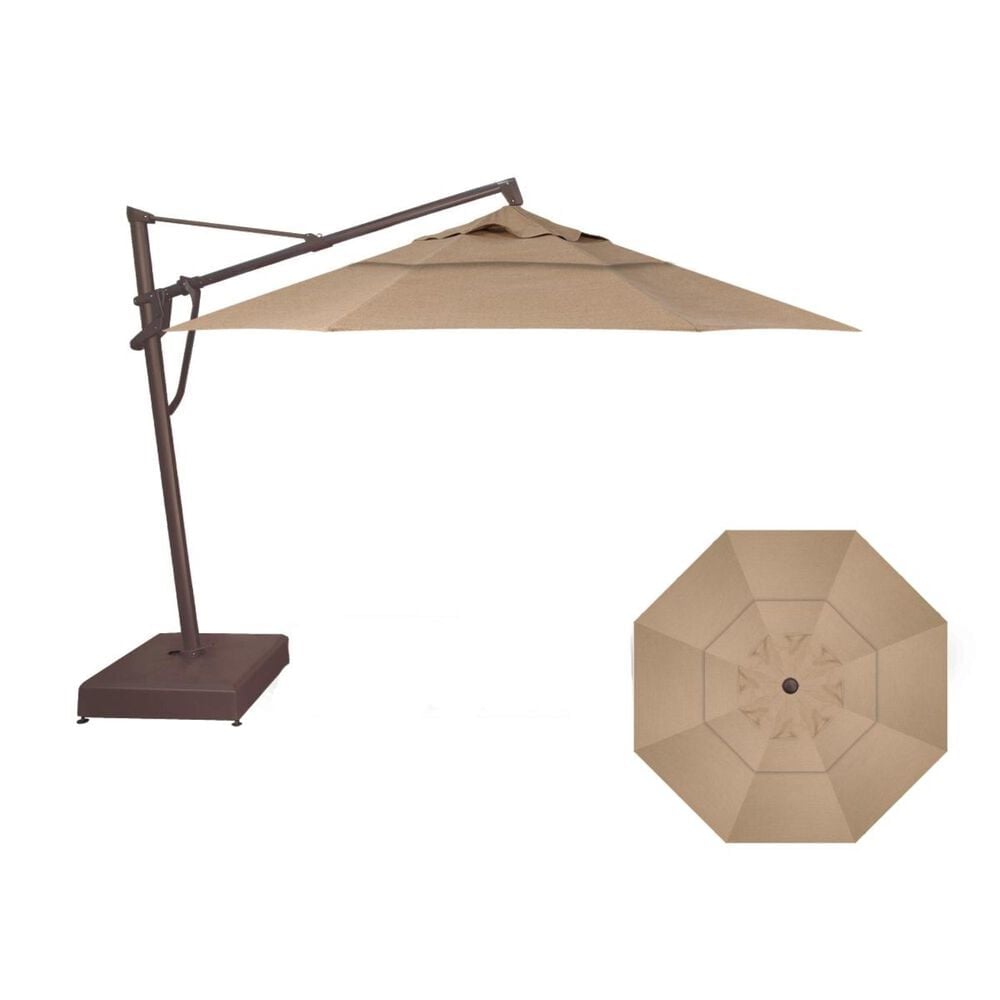 Garden Party 13&#39; Starlux Cantilever Umbrella with Bronze Wheeled Base in Sesame, , large