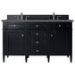 James Martin Vanities Brittany 60" Double Bathroom Vanity in Black Onyx with 3 cm Parisien Bleu Quartz Top and Rectangular Sinks, , large
