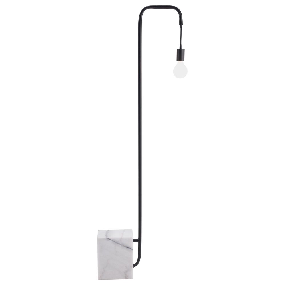 Zuo Modern Lancia Floor Lamp in Black and White Marble, , large