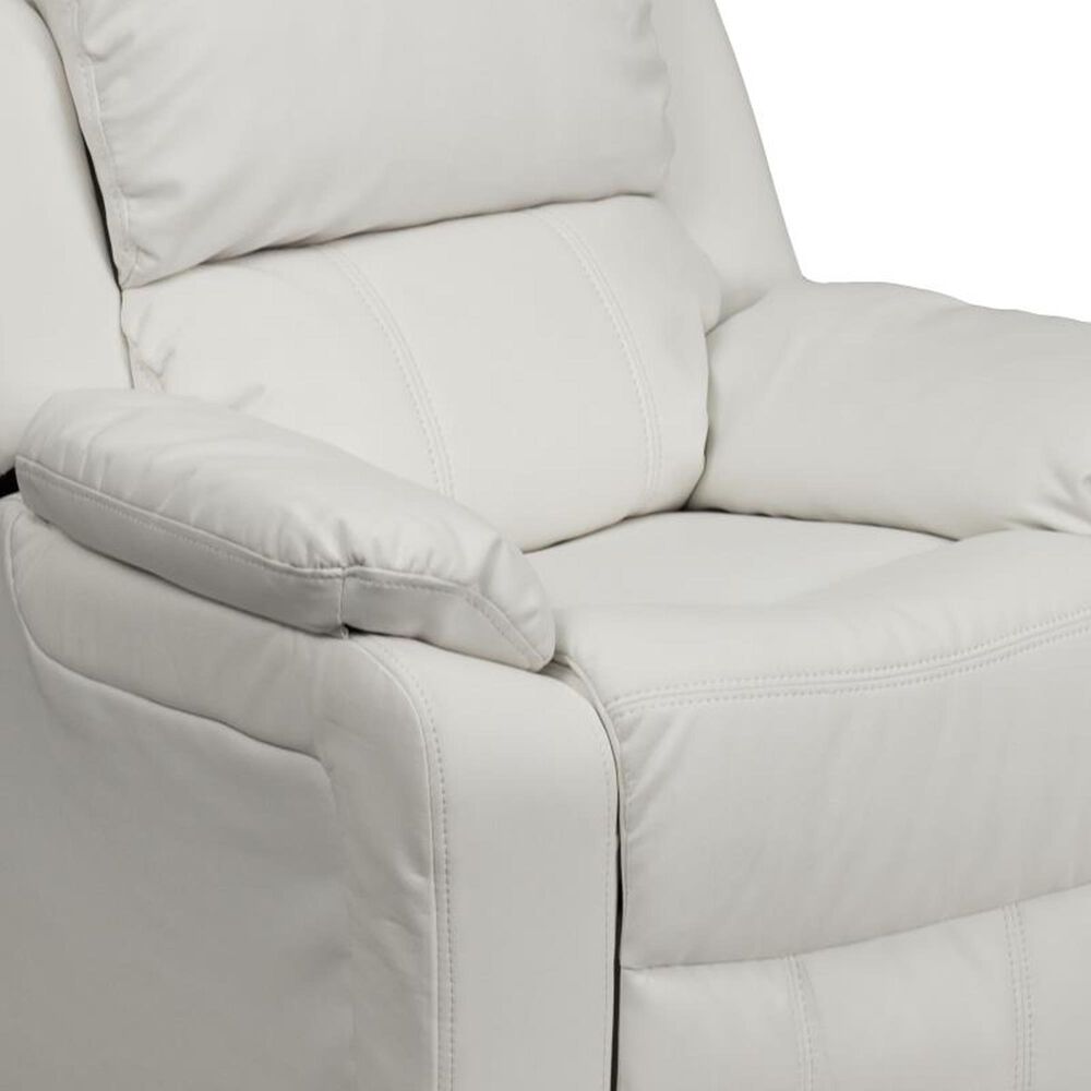 Flash Furniture Charlie Kids Recliner with Storage Arms in White NFM