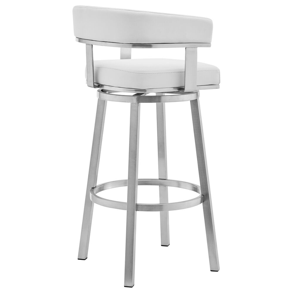 Blue River Lorin 26&quot; Swivel Counter Stool with White Cushion in Stainless Steel, , large
