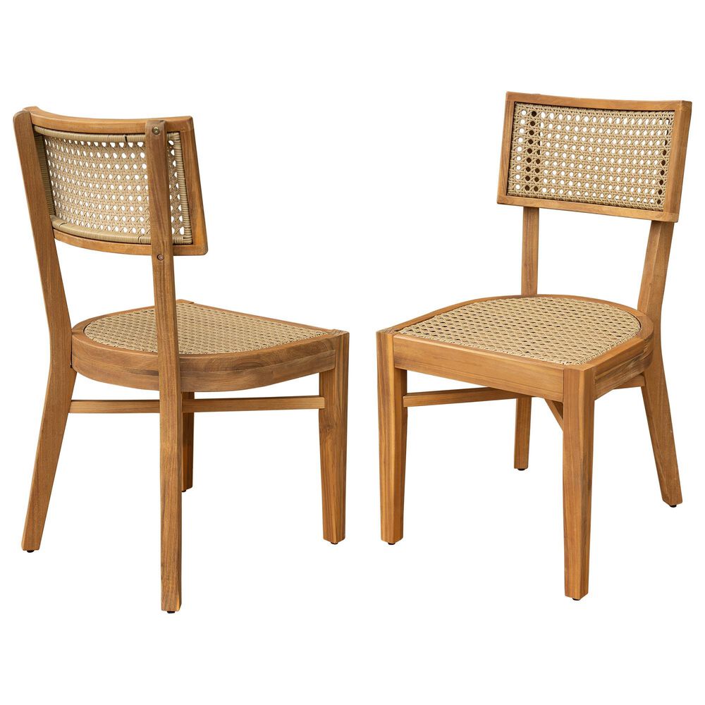 Hearth and Haven Netro Outdoor Dining Chair in Light Brown and Teak (Set of 2), , large