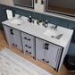 Lexora Home Ziva 72" Double Bathroom Vanity in Dark Grey with 2 cm White Quartz Top and Rectangular Sinks, , large