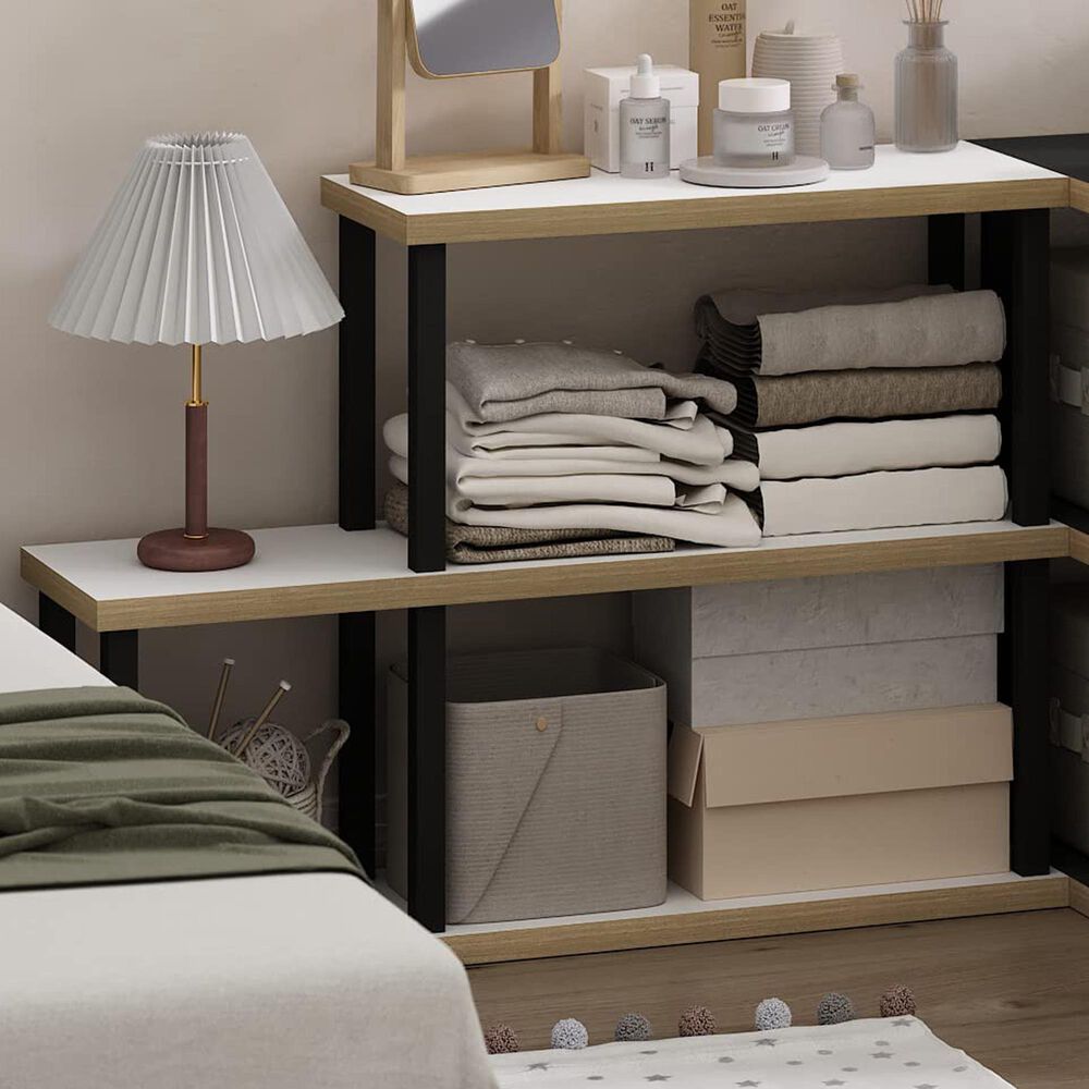 HOMLUX 3-Tier Ladder Display Bookshelf in White and Black, , large