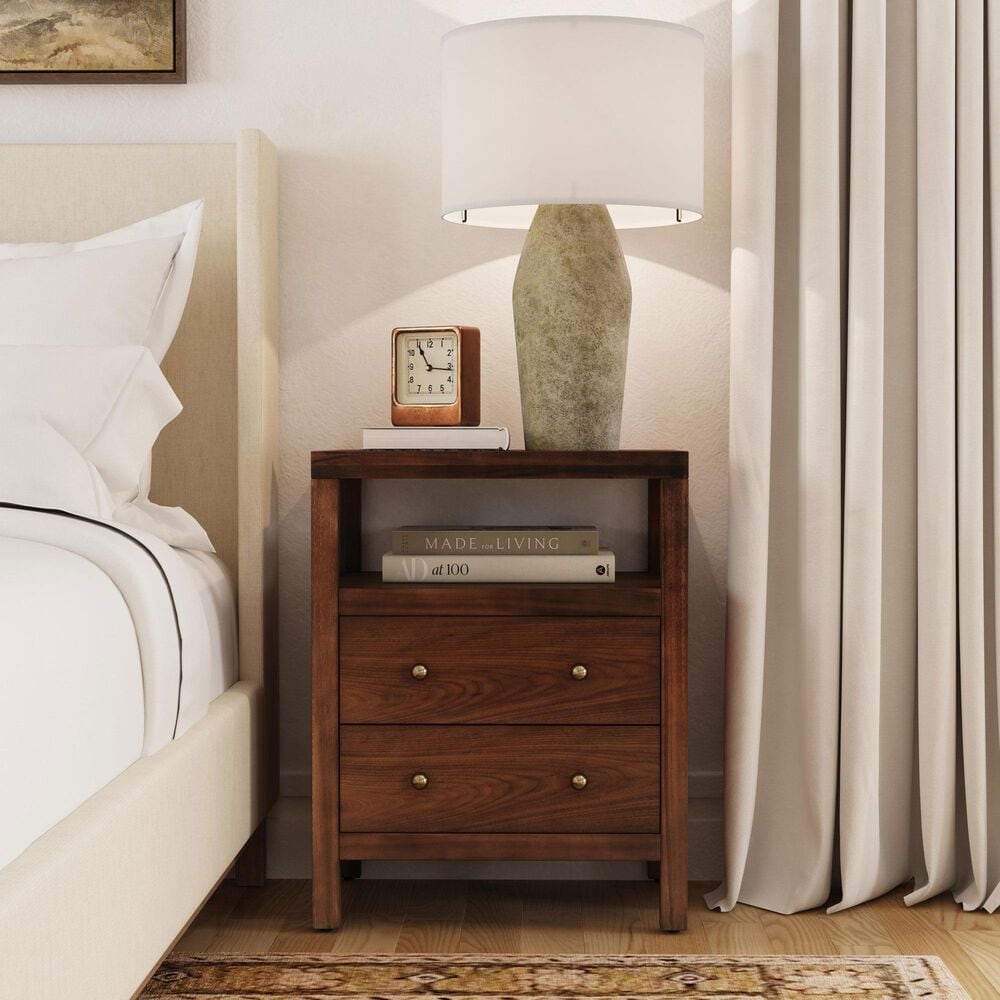 Butler Specialty Company Nora 2 Drawer Nightstand with Open Shelf in Walnut, , large