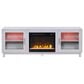 HOMLUX 70" TV Stand Console with Fireplace and LED Storage in White, , large