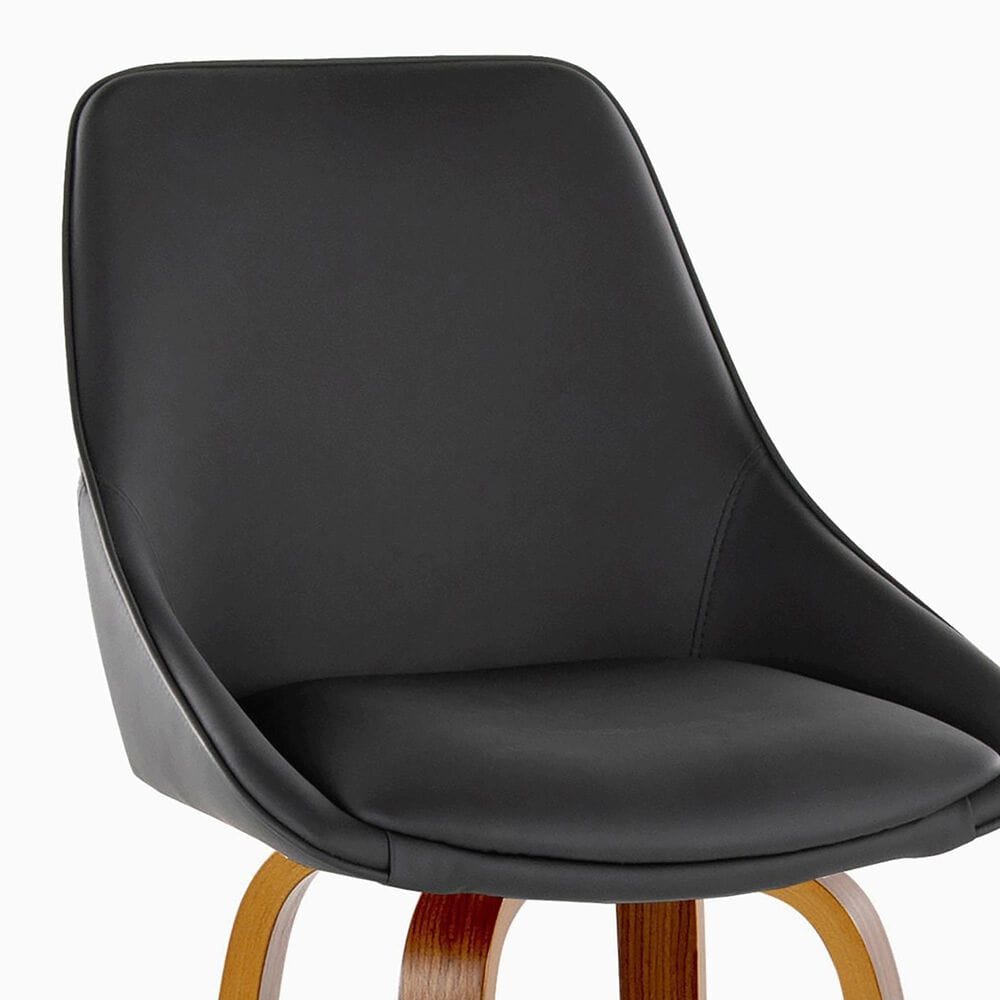 LumiSource Diana 26" Swivel Counter Stool with Black Faux Leather Upholstery in Walnut and Black (Set of 2), , large
