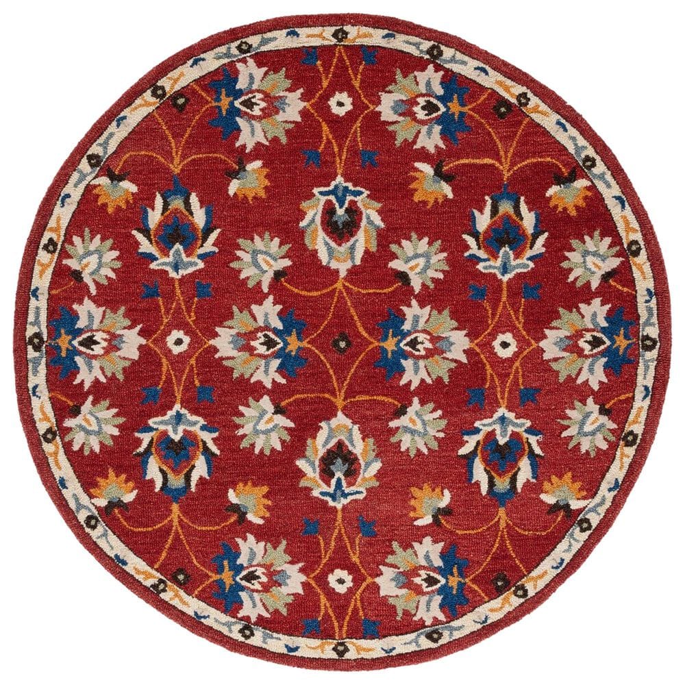 Safavieh Micro-Loop 5" Round Rust and Blue Area Rug, , large