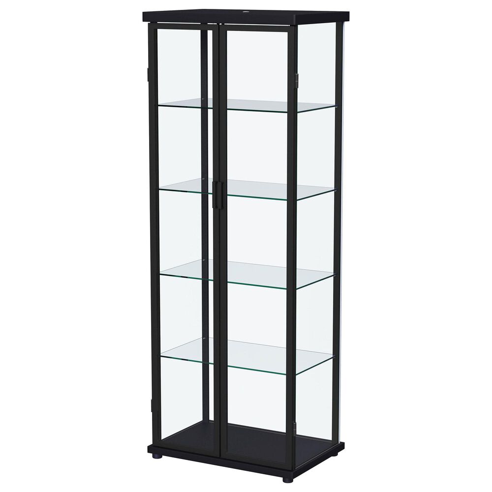Coaster Aero 5-Shelf Display Curio Cabinet in Black and Clear, , large