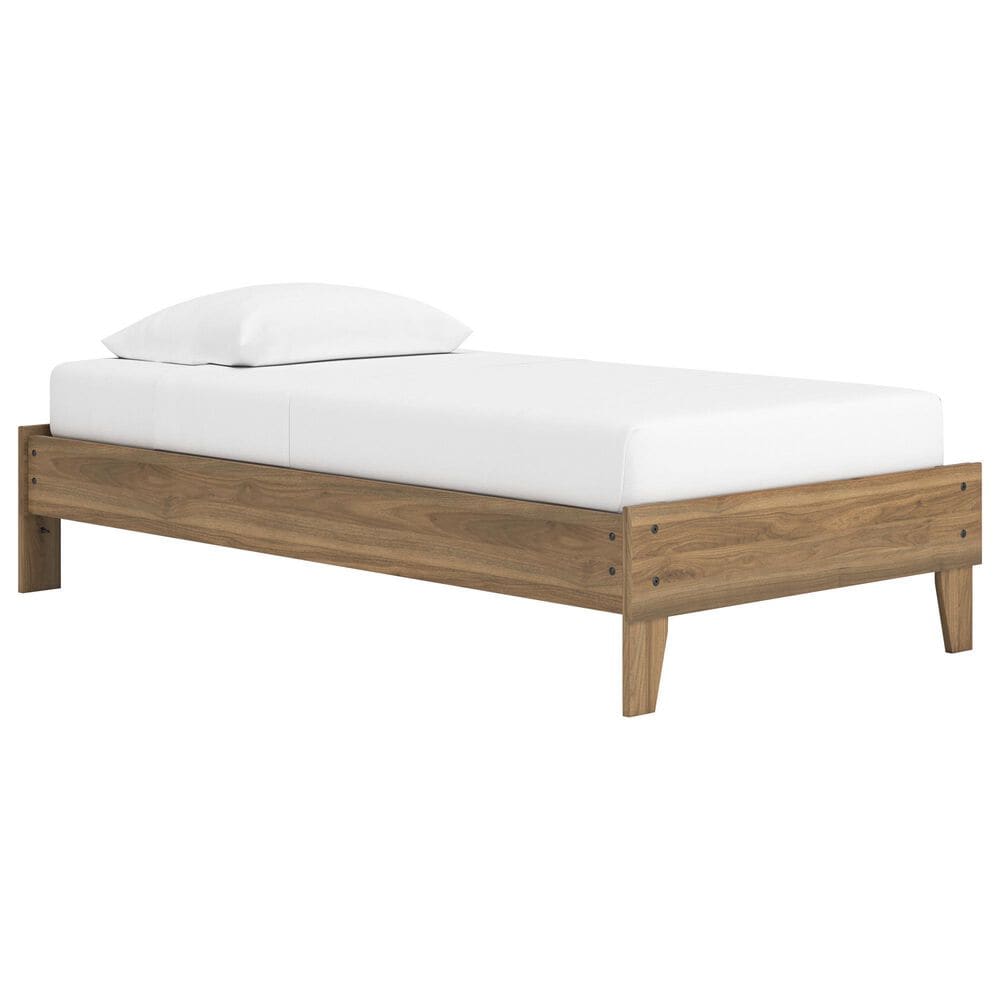 Ashley Deanlow Twin Platform Bed in Honey Brown, , large