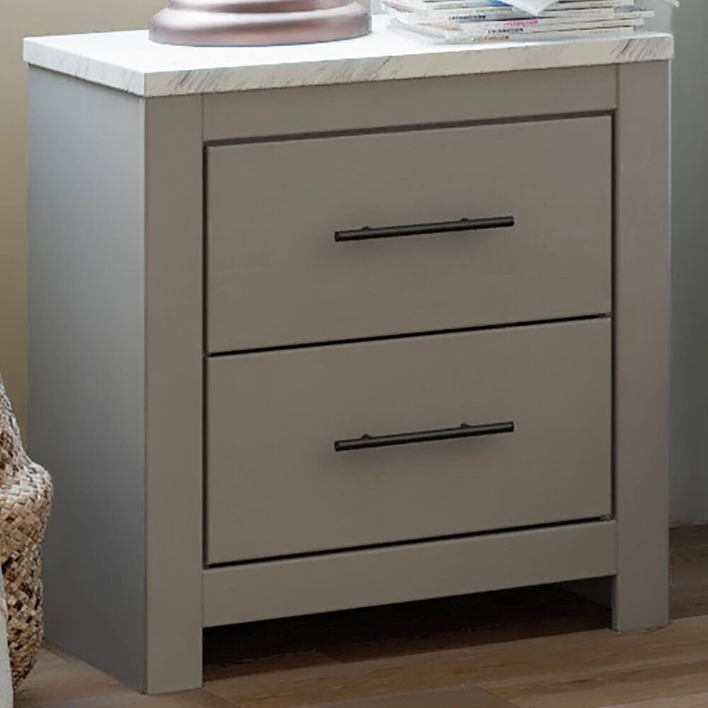 Signature Design by Ashley Cottonburg 2 Drawer Nightstand in Light Gray and White, , large
