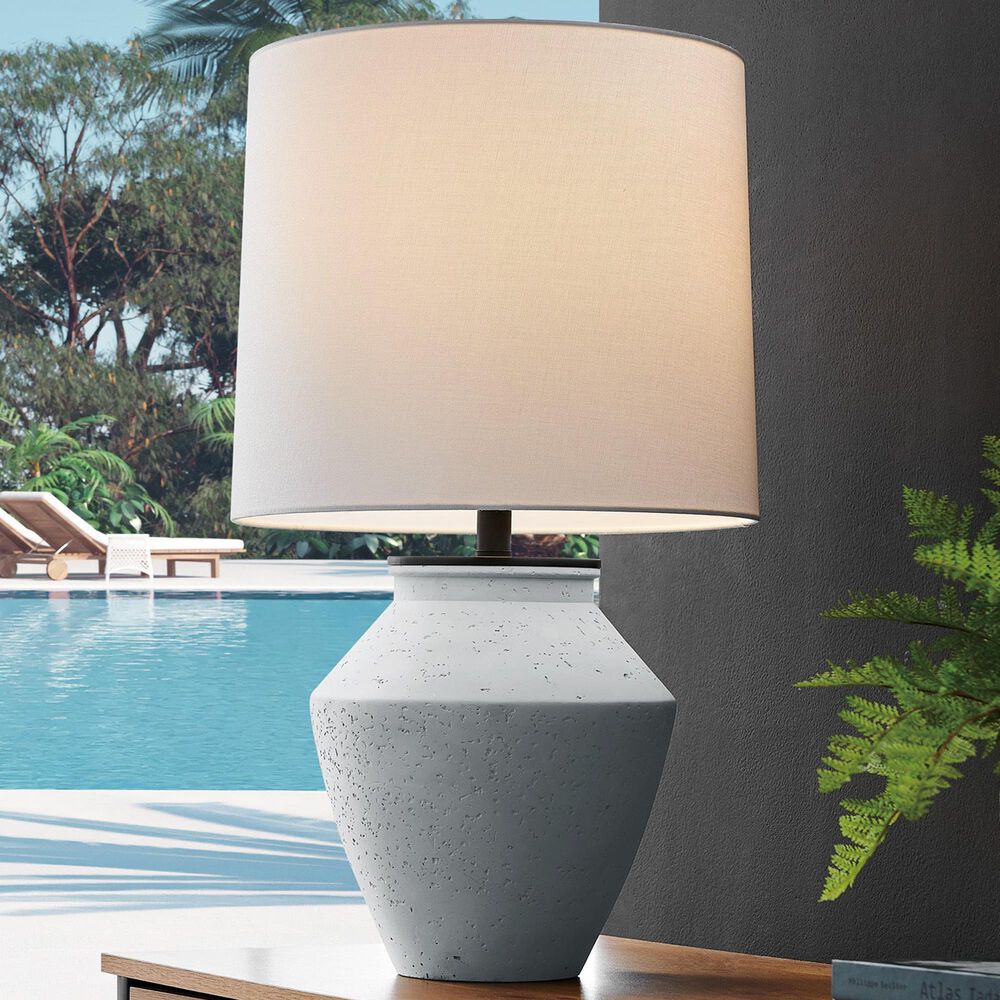 Lite Source Glenn Outdoor Table Lamp in Light Grey, , large