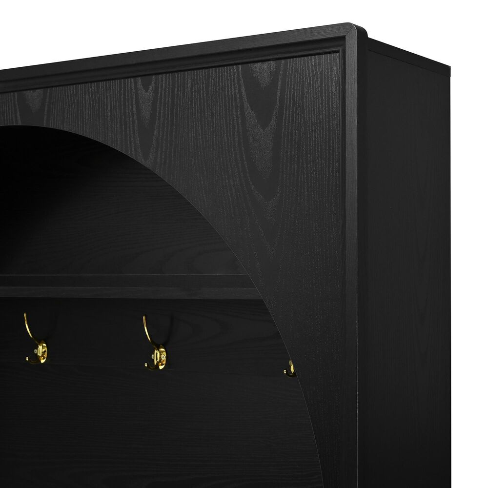 HOMLUX 4-Hook Hall Tree with Entryway Storage Bench in Black, , large