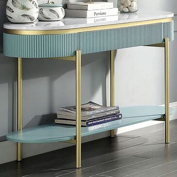 37B Koblenz Sofa Table in White, Light Teal and Gold, , large