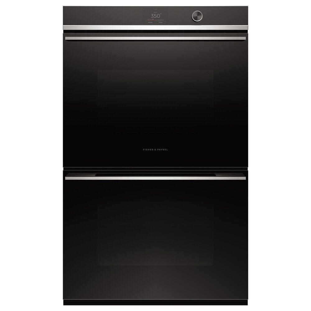 Fisher & Paykel Series 9 30" Contemporary Double Electric Wall Oven with 17 Functions in Stainless Steel and Black, , large