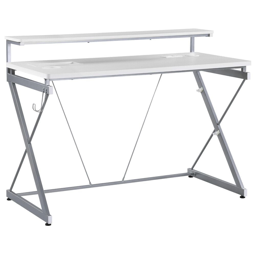 OSP Home Emulator Battlestation Gaming Desk in White and Carbon, , large