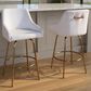 LumiSource Hannah Swivel Counter Stool with White Faux Leather Upholstery in Gold (Set of 2), , large