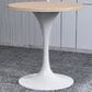 Leisuremod LeisureMod Verve Collection 27 Round Dining Table, White Base with Light Natural Wood MDF Top, , large