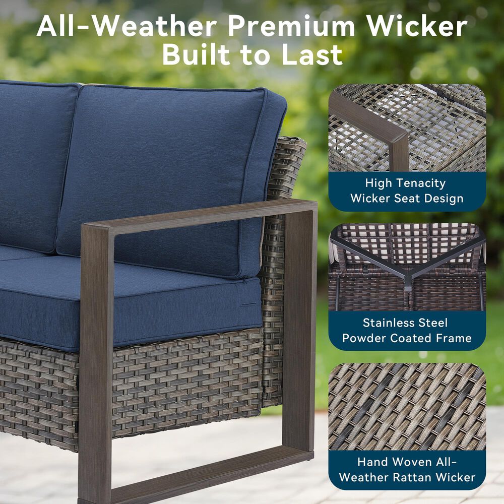 Sunwell Garden 4-Piece Patio Fire Pit Set in Navy, , large