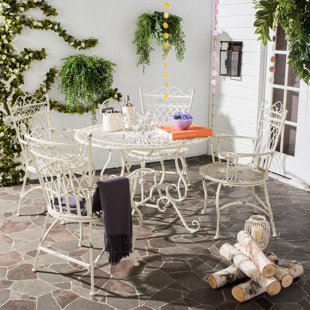 Safavieh Thessaly 5-Piece Dining Set in Antique White, , large