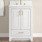 37B Lucerne 24" Single Bathroom Vanity Cabinet in Bright White with Marble Top and Backsplash, , large