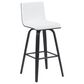 Armen Living Vienna Swivel Bar Height Stool with Snow White Upholstery in Black Brushed, , large