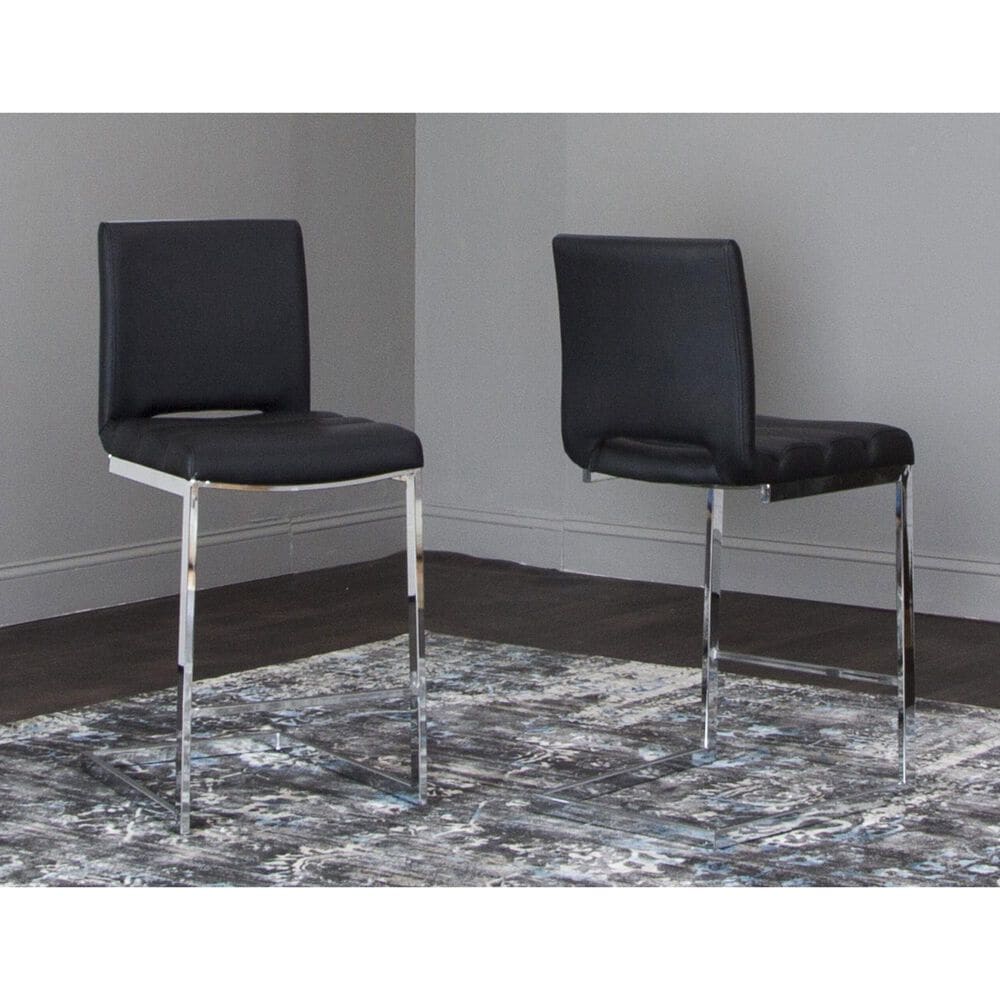 Sunset Dyane 7-Piece Counter Height Dining Set in Black and Silver Chrome, , large