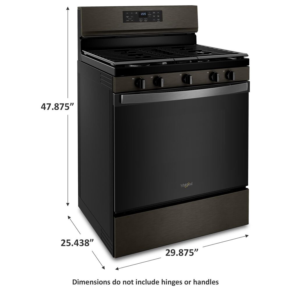 Whirlpool 5 Cu. Ft. Gas Range 5-in-1 Air Fry Oven in Fingerprint Resistant Black Stainless Steel, , large