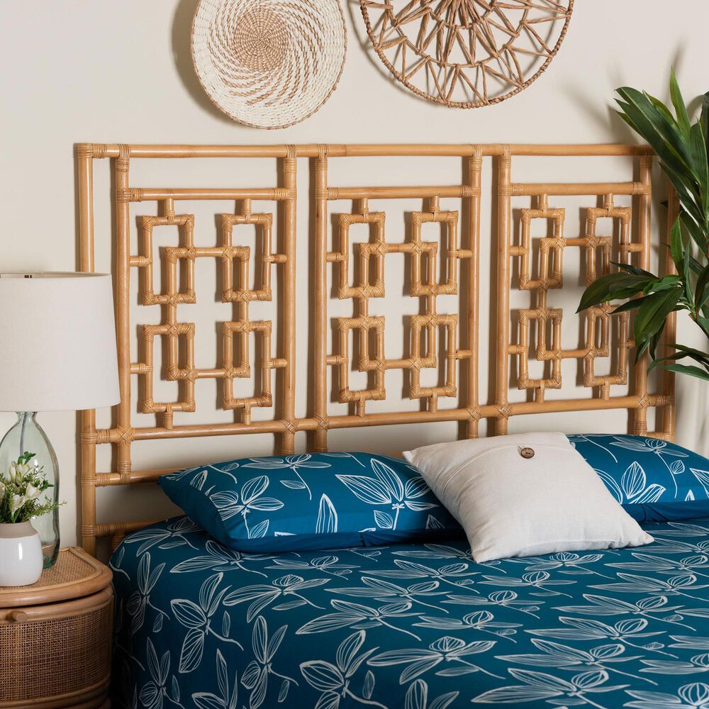 Baxton Studio Galvan Queen Headboard in Light Honey, , large