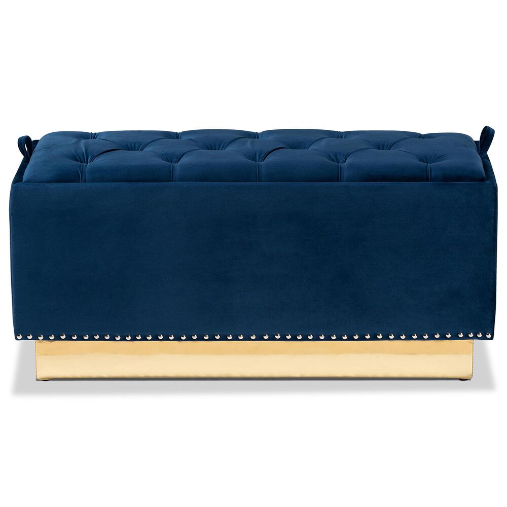 Baxton Studio Powell Storage Ottoman in Navy Blue and Gold, , large