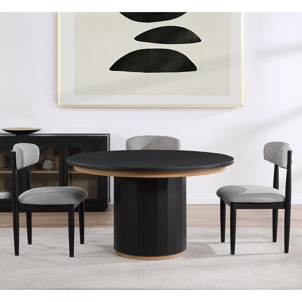 Steve Silver Magnolia Pedestal Dining Table in Black, , large