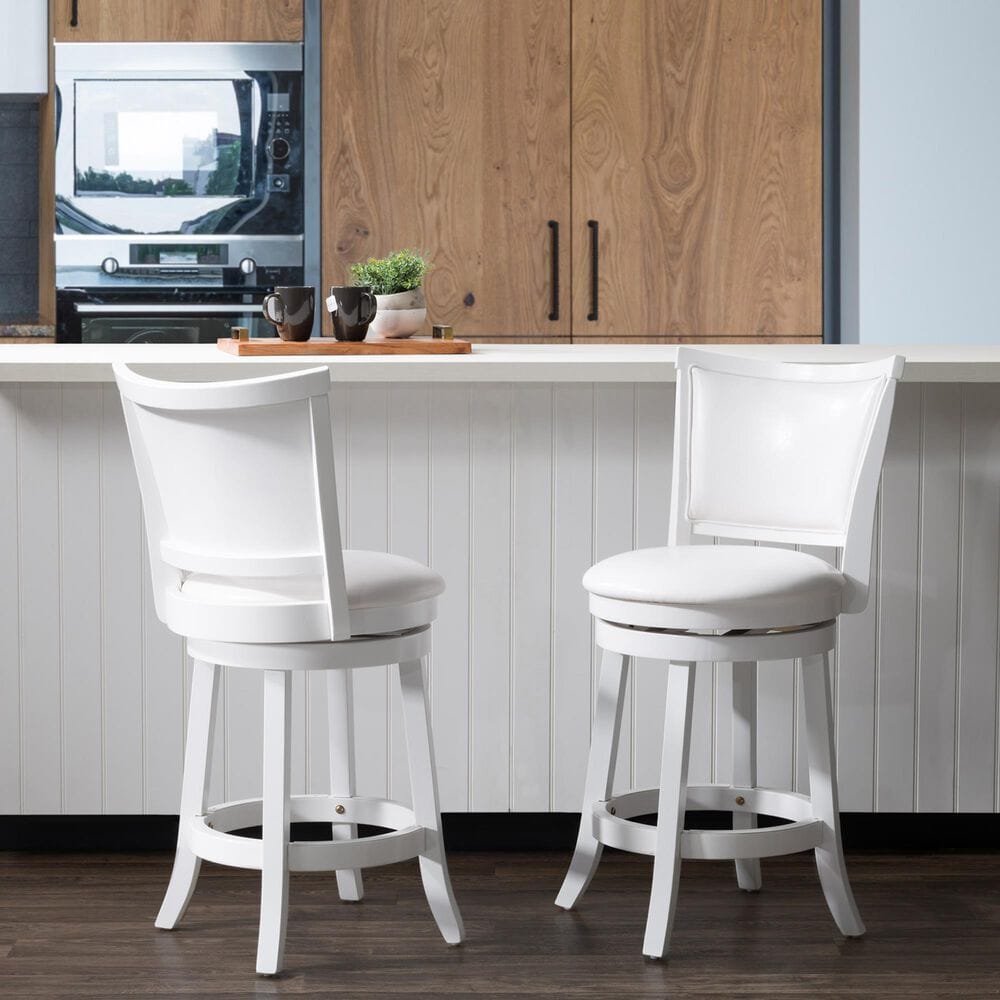 CorLiving Counter Height Swivel Stool in White - Set of 2, , large